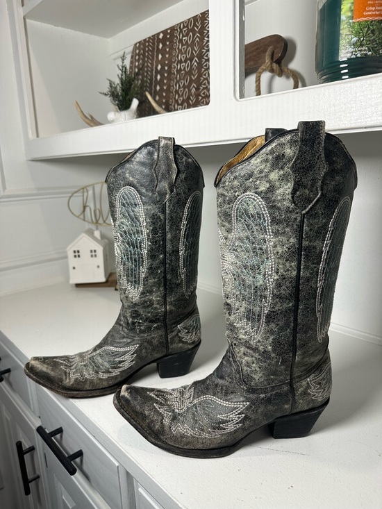 Circle G Shoes - Circle G by Corral Womens Size 10 Western Cowboy Boots Distressed Black Gray